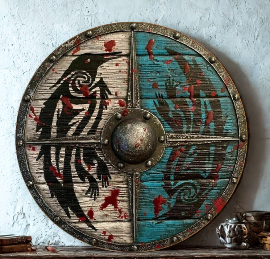 Handmade Viking Crow Shield – Eivor Edition