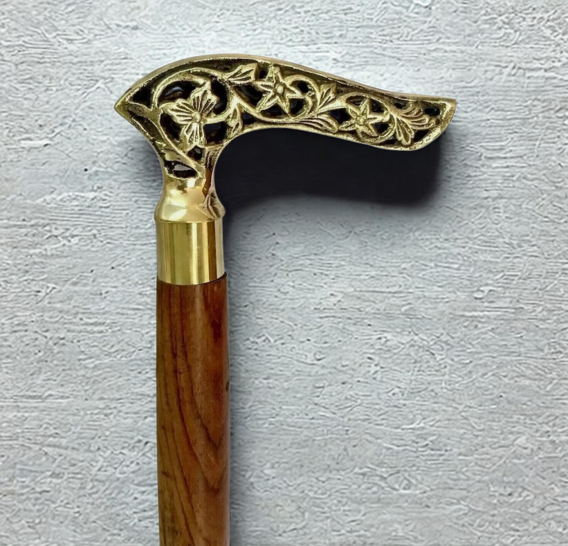 Antique Victorian Brass Handle Walking Stick