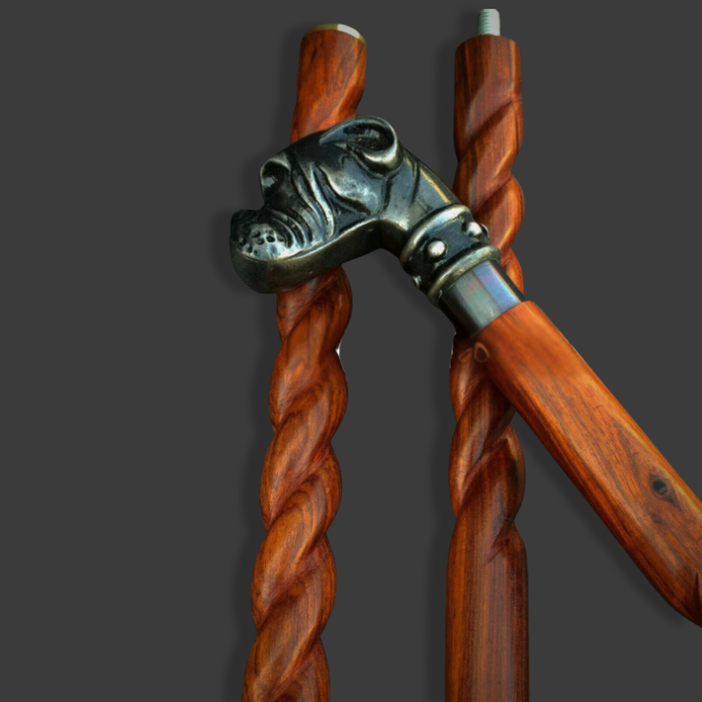 Dog Aluminum Handle Wooden Walking Stick