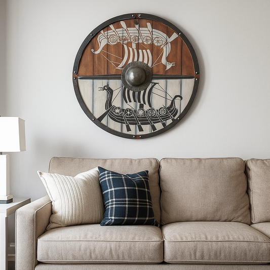 Handcrafted Drakkar Viking Shield