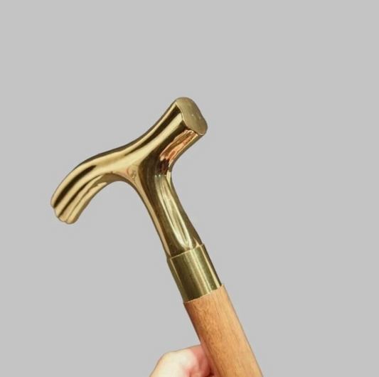Handcrafted Solid Brass & Wood Walking Stick