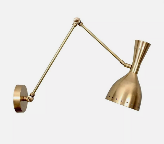 Wall Mounted Mid Century Modern Raw Brass Light