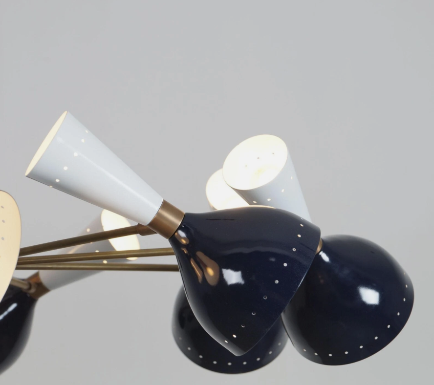 Stilnovo Style Six Arm Brass Sputnik Chandelier