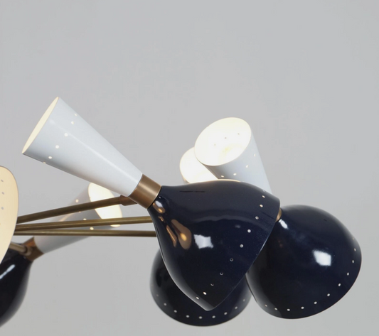 Stilnovo Style Six Arm Brass Sputnik Chandelier