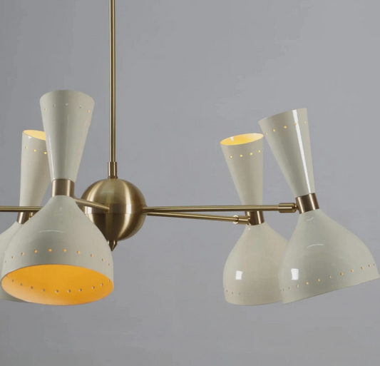 Multi Arm Brass Stilnovo Style Chandelier