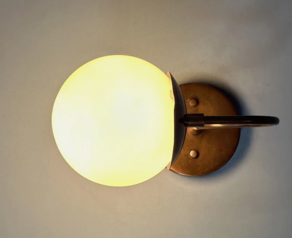Light Italian Brass Globe Wall Light