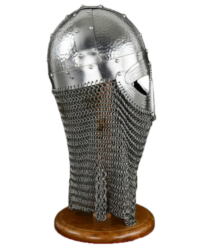 Viking Helmet with Hammered Detail and Chainmail