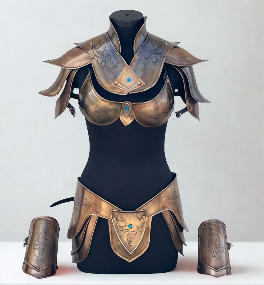 Queen of the Elven – Polished Steel Lady Armor Suit