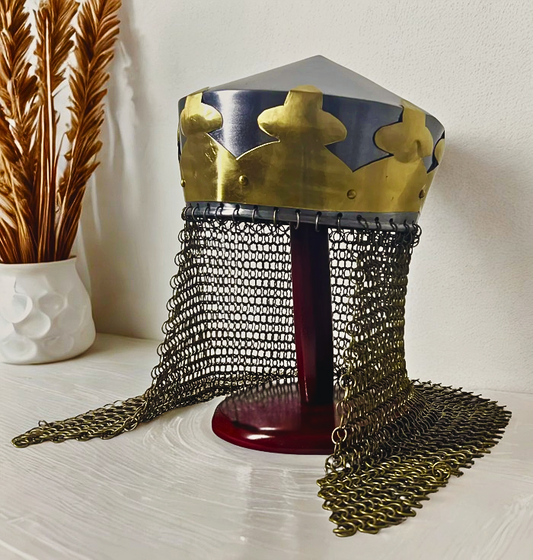 Monty Python King Arthur Helmet with Chainmail & Stand