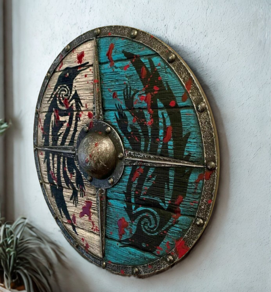 Handmade Viking Crow Shield – Eivor Edition