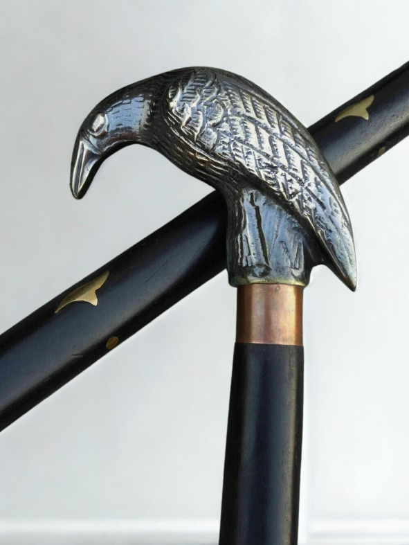 Handcrafted  Bird-Shaped Brass Handle Walking Cane