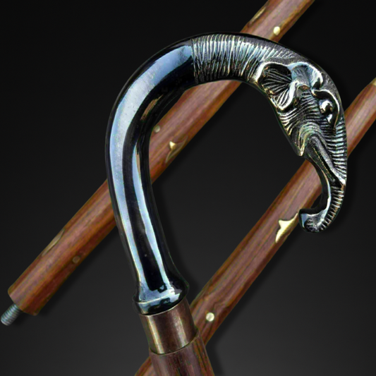 Handcrafted Elephant Head Brass Walking Stick