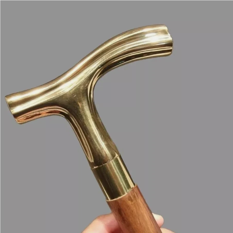 Handcrafted Solid Brass & Wood Walking Stick
