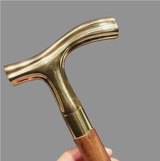 Handcrafted Solid Brass & Wood Walking Stick