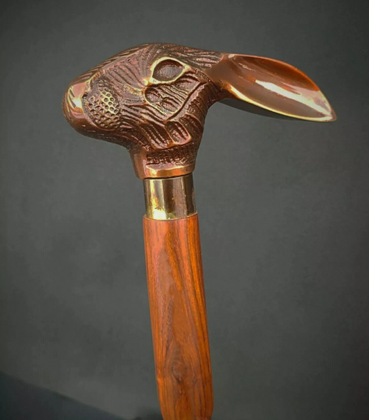 Handcrafted Rabbit Head Brass Walking Stick