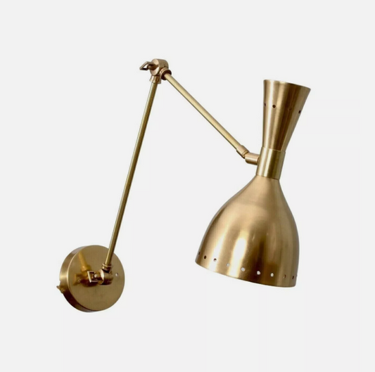 Wall Mounted Mid Century Modern Raw Brass Light