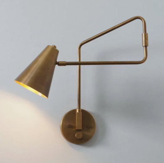 Handmade Single Light Articulated Brass Wall Lamp