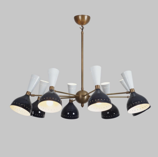 Stilnovo Style Six Arm Brass Sputnik Chandelier