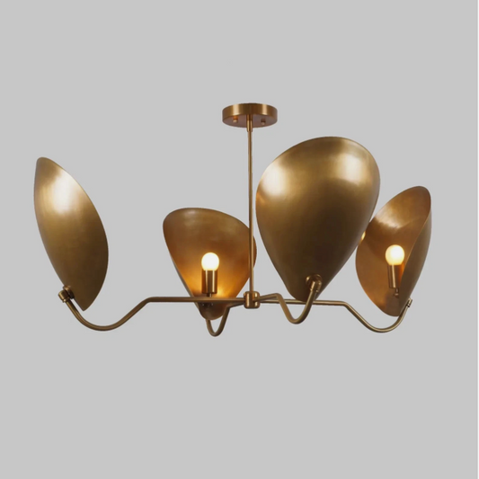 Four Arms Lights Stilnovo Style Mid Century Modern Chandelier