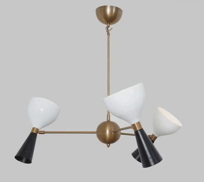 Three Arms Six Lights Stilnovo Style  Chandelier