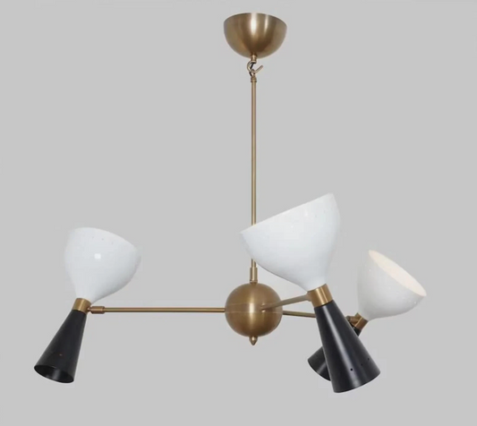 Three Arms Six Lights Stilnovo Style  Chandelier