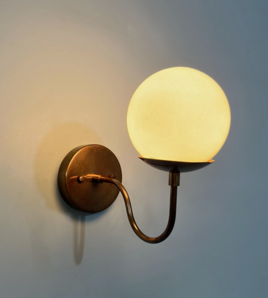 Light Italian Brass Globe Wall Light