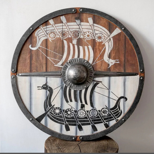 Handcrafted Drakkar Viking Shield
