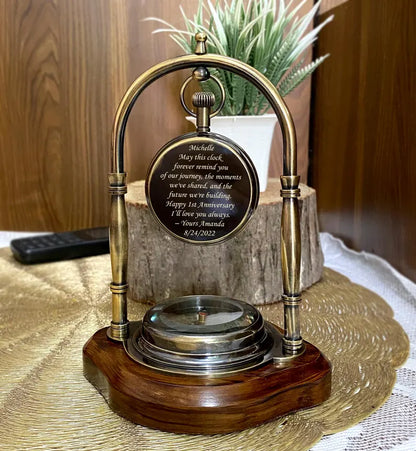 Brass Personalized Table clock  | Perfect For Gift | Business Gift