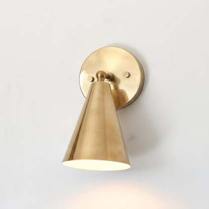 Brass Cone Wall Sconce | Mid-Century Bedside Lamp