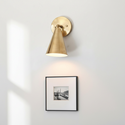 Brass Cone Wall Sconce | Mid-Century Bedside Lamp